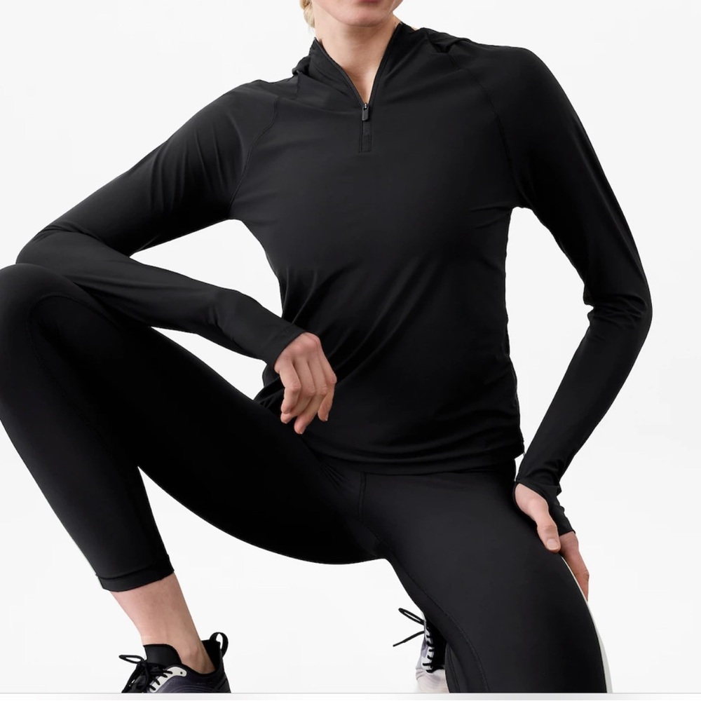 Black Long Sleeve Athleta Half Zip Hoodie